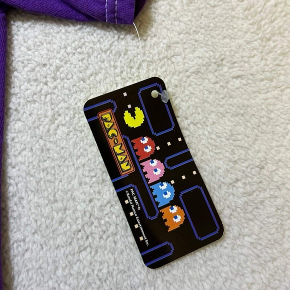 NWT Bandai Pac-Man Purple T-Shirt Youth 14 Retro Video Game Ghosts Arcade Tee - Picture 4 of 7